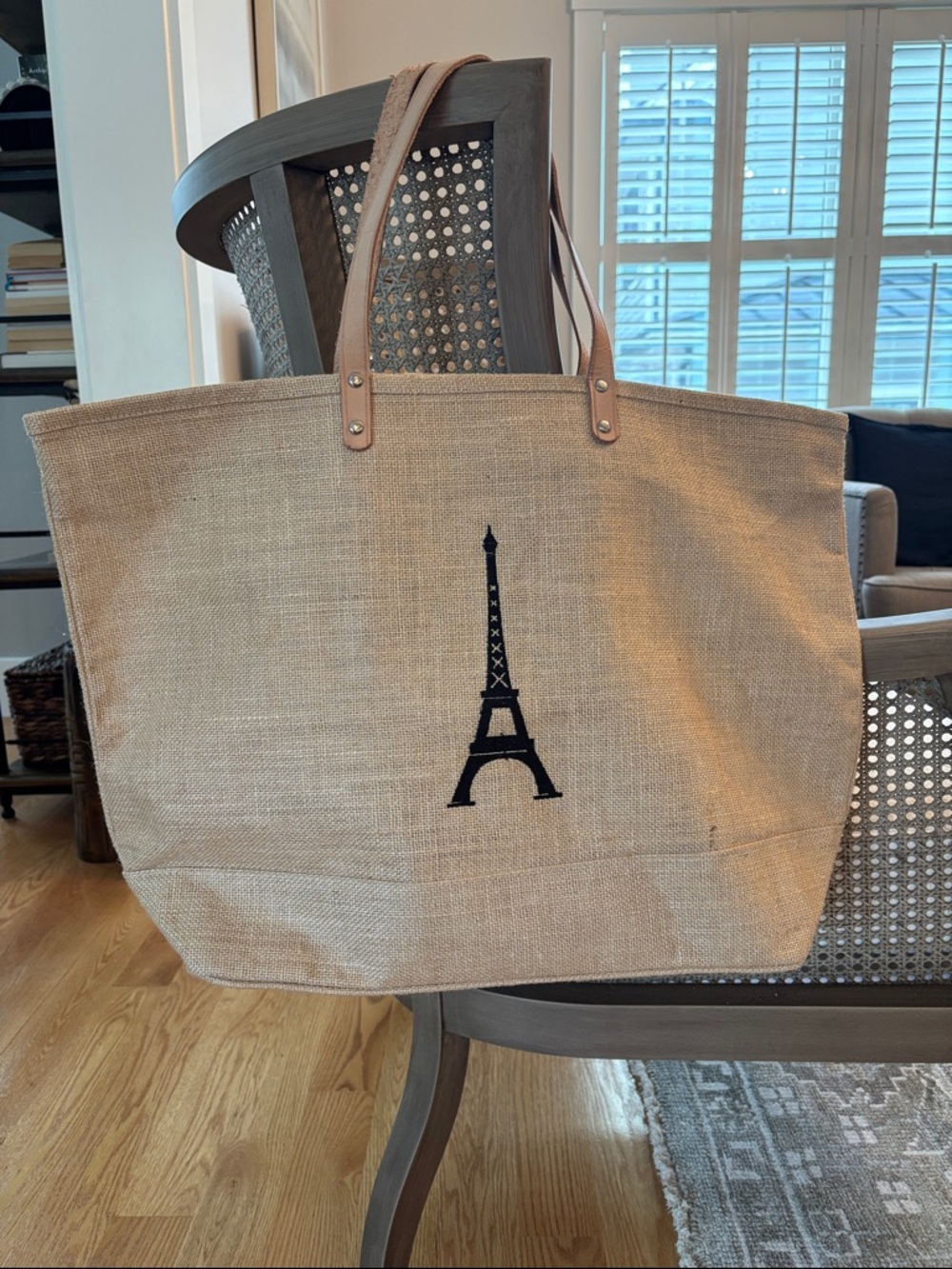 NEW Ballard Designs Burlap Eiffel Tower Tote